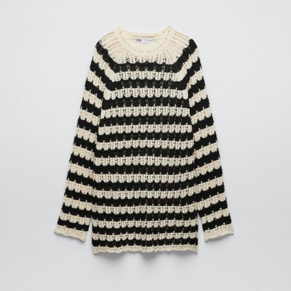 NWT blogger fave Zara pointelle striped sweater sz M